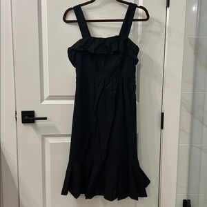 J Crew Black Ruffled Sleeveless Dress